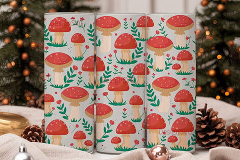 Whimsical Mushroom 20oz Tumbler Wrap Sublimation DesignSVG 