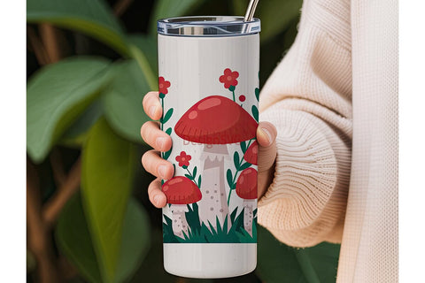 Whimsical Mushroom 20oz Tumbler Wrap Sublimation DesignSVG 