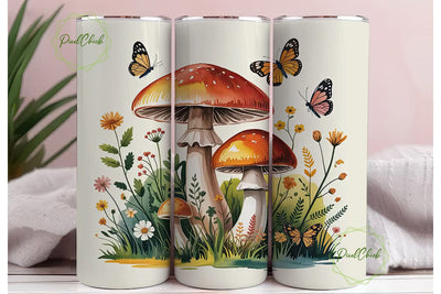 Whimsical Mushroom & Butterfly Tumbler Sublimation PixelChick 