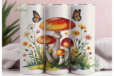 Whimsical Mushroom & Butterfly Tumbler Sublimation PixelChick 