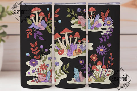 Whimsical Mushroom & Crystal Tumbler Sublimation sassyprint 