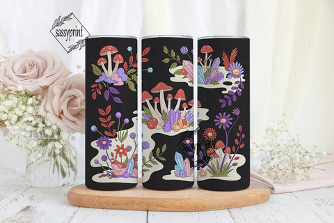Whimsical Mushroom & Crystal Tumbler Sublimation sassyprint 