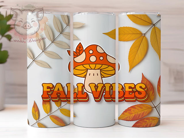 Whimsical Mushroom Fall Tumbler, Fall Vibes Wrap, 20oz Mushroom Sublimation, Autumn Mushroom Cup, Boho Fall Tumbler, Forest Mushroom Wrap, Whimsical Fall Drinkware Sublimation Lara' s Designs 