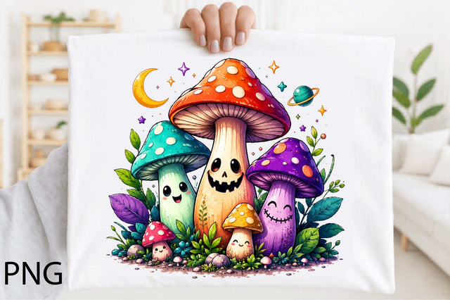 Whimsical Mushroom Family Clipart Sublimation SVGArt 