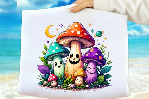 Whimsical Mushroom Family Clipart Sublimation SVGArt 