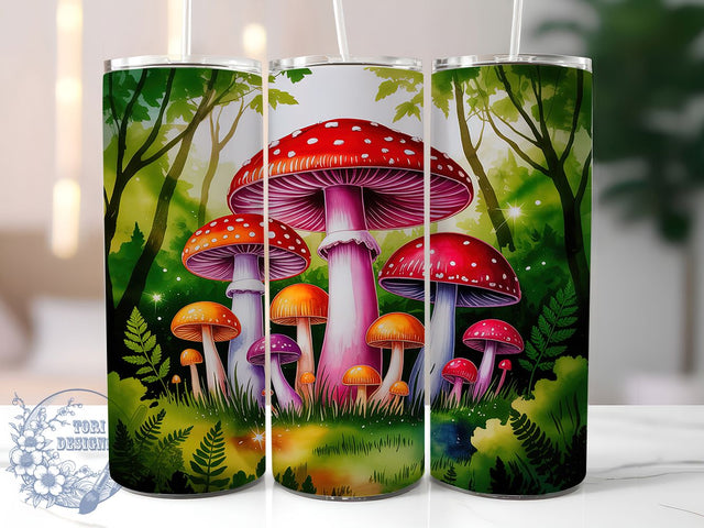 Whimsical Mushroom Family Tumbler, Forest Mushroom Wrap, Cute Woodland Mug Design, Sublimation Wrap, Nature Lover Drinkware, Whimsical Forest Gift, Cozy Cottagecore Cup Sublimation ToriDesigns 