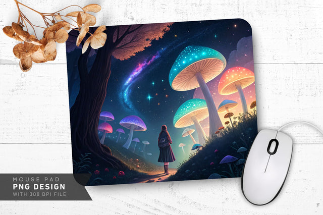 Whimsical Mushroom Fantasy Mousepad Sublimation Regulrcrative 