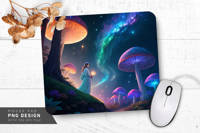 Whimsical Mushroom Fantasy Mousepad Sublimation Regulrcrative 