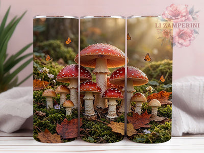 Whimsical Mushroom Forest 20oz Tumbler, Mushroom Forest, Whimsical Design, Enchanted Woodland, Fairycore Style, Nature Theme, 20oz Wrap, Sublimation Tumbler Sublimation Li Zamperini 