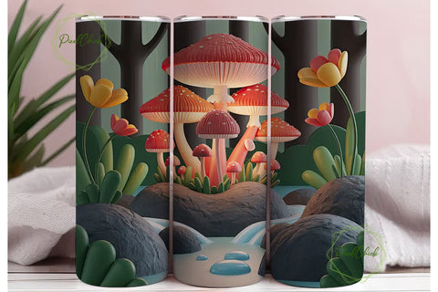 Whimsical Mushroom Forest 20oz Tumbler Sublimation PixelChick 