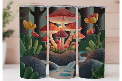 Whimsical Mushroom Forest 20oz Tumbler Sublimation PixelChick 