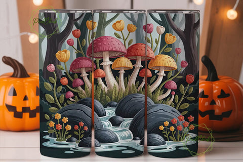 Whimsical Mushroom Forest 20oz Tumbler Sublimation PixelChick 