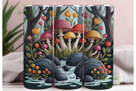 Whimsical Mushroom Forest 20oz Tumbler Sublimation PixelChick 