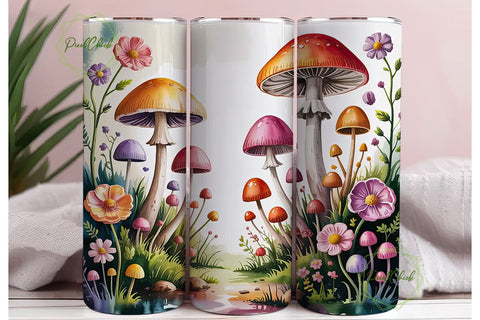 Whimsical Mushroom Garden 20oz Tumbler Sublimation PixelChick 
