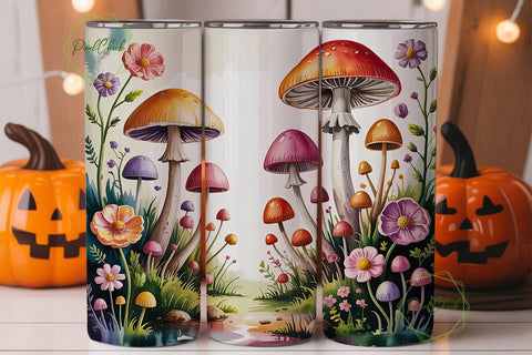 Whimsical Mushroom Garden 20oz Tumbler Sublimation PixelChick 