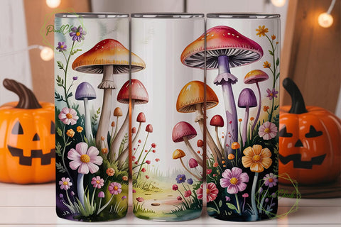 Whimsical Mushroom Garden 20oz Tumbler Sublimation PixelChick 