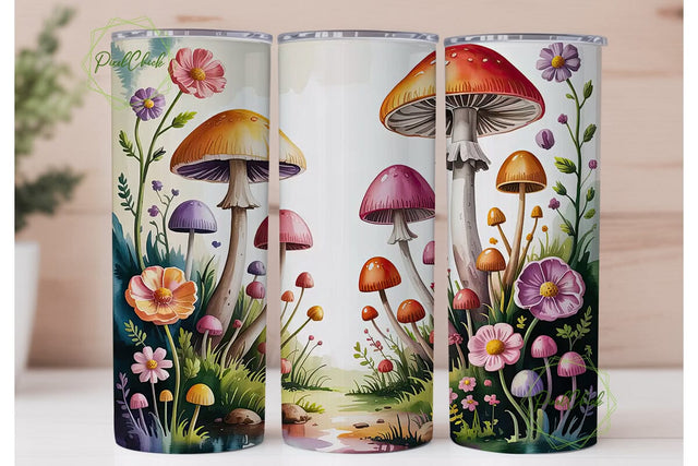 Whimsical Mushroom Garden 20oz Tumbler Sublimation PixelChick 