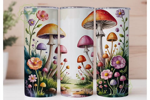 Whimsical Mushroom Garden 20oz Tumbler Sublimation PixelChick 