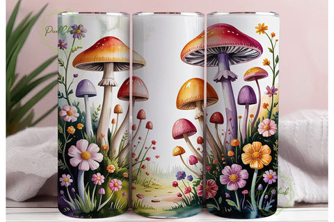 Whimsical Mushroom Garden 20oz Tumbler Sublimation PixelChick 