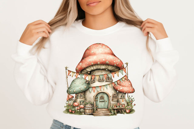 Whimsical mushroom house style Sublimation SVGArt 