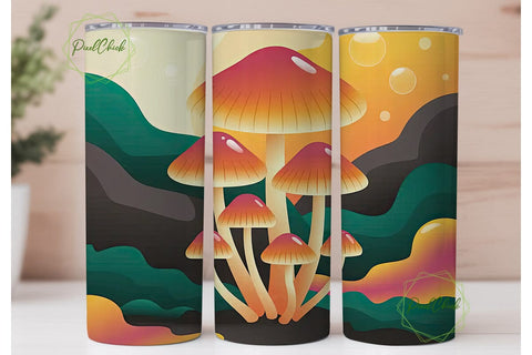 Whimsical Mushroom Landscape Tumbler Sublimation PixelChick 