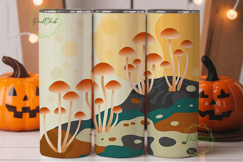 Whimsical Mushroom Landscape Tumbler Sublimation PixelChick 