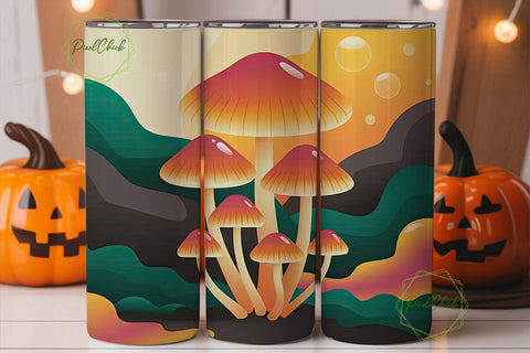 Whimsical Mushroom Landscape Tumbler Sublimation PixelChick 