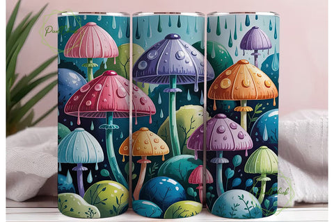 Whimsical Mushroom Tumbler Wrap Sublimation PixelChick 