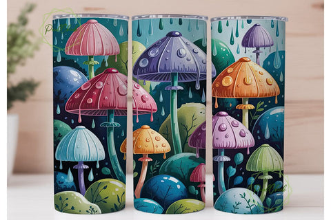 Whimsical Mushroom Tumbler Wrap Sublimation PixelChick 