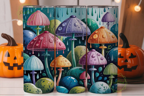 Whimsical Mushroom Tumbler Wrap Sublimation PixelChick 