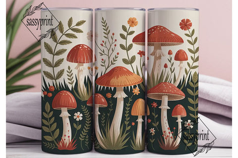 Whimsical Mushroom Tumbler Wrap Sublimation sassyprint 