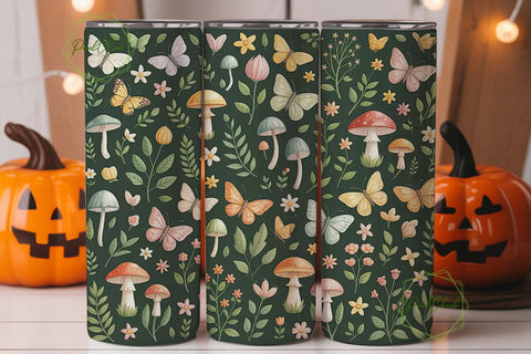 Whimsical Mushrooms & Butterflies PNG Sublimation PixelChick 