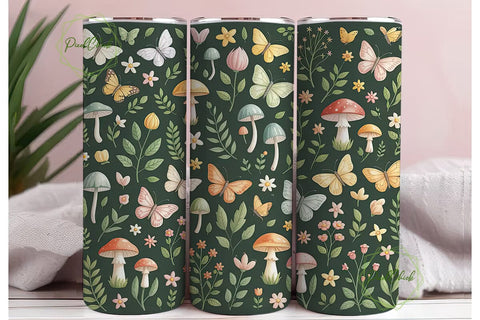 Whimsical Mushrooms & Butterflies PNG Sublimation PixelChick 