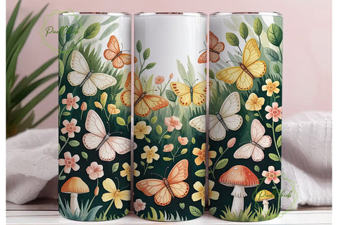 Whimsical Mushrooms & Butterflies PNG Sublimation PixelChick 