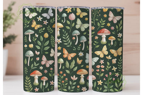 Whimsical Mushrooms & Butterflies PNG Sublimation PixelChick 