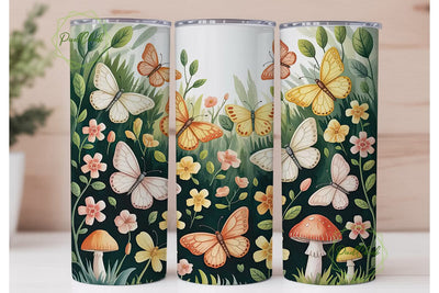 Whimsical Mushrooms & Butterflies PNG Sublimation PixelChick 