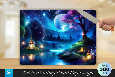 Whimsical Night Art Cutting Board Sublimation Regulrcrative 