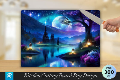 Whimsical Night Art Cutting Board Sublimation Regulrcrative 
