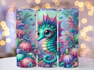 Whimsical Ocean Seahorse Tumbler, Ocean Tumbler, Cute Sea Wrap, Whimsical Seahorse Wrap, Marine Life Wrap, Sublimation Design, Trendy Gift Idea Sublimation SvggirlplusArt 