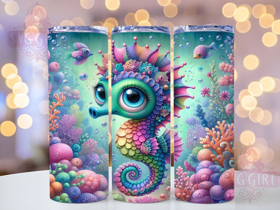 Whimsical Ocean Seahorse Tumbler, Ocean Tumbler, Cute Sea Wrap, Whimsical Seahorse Wrap, Marine Life Wrap, Sublimation Design, Trendy Gift Idea Sublimation SvggirlplusArt 