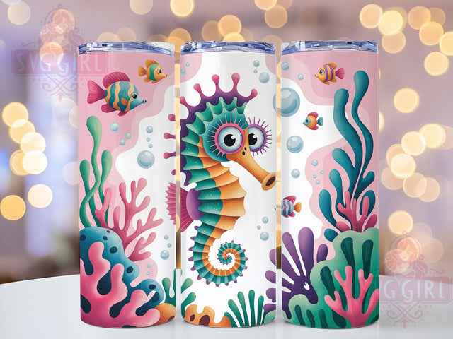 Whimsical Ocean Seahorse Tumbler, Ocean Tumbler, Cute Sea Wrap, Whimsical Seahorse Wrap, Marine Life Wrap, Sublimation Design, Trendy Gift Idea Sublimation SvggirlplusArt 