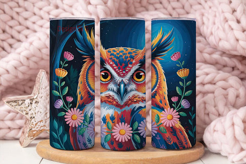 Whimsical Owl 20oz Tumbler Design Sublimation DesignSVG 