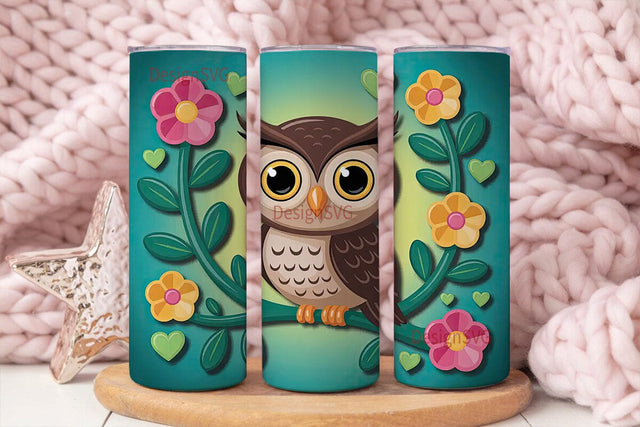 Whimsical Owl 20oz Tumbler Wrap Sublimation DesignSVG 
