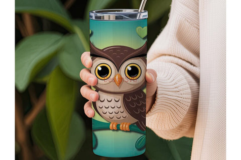 Whimsical Owl 20oz Tumbler Wrap Sublimation DesignSVG 