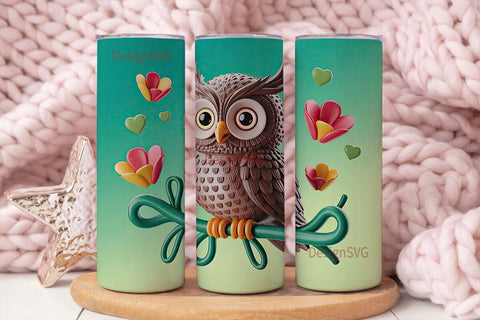 Whimsical Owl 20oz Tumbler Wrap Sublimation DesignSVG 
