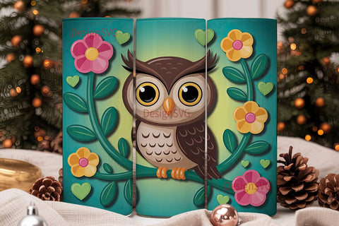 Whimsical Owl 20oz Tumbler Wrap Sublimation DesignSVG 
