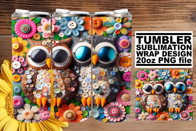 Whimsical Owl Tumbler Wrap: Bird Lover's Dream Sublimation afrosvg 