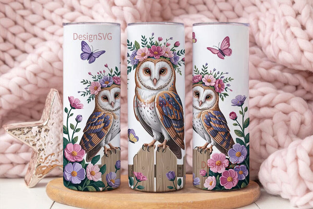 Whimsical Owl Tumbler Wrap Sublimation DesignSVG 