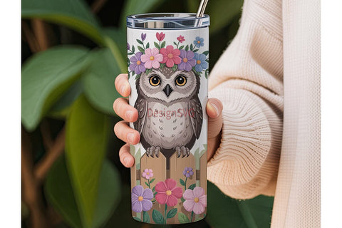 Whimsical Owl Tumbler Wrap Sublimation DesignSVG 