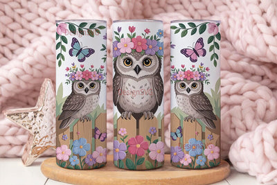 Whimsical Owl Tumbler Wrap Sublimation DesignSVG 